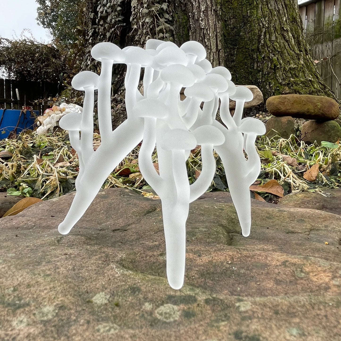 Artisan glass Glass mushroom sculpture - detailed craftsmanship