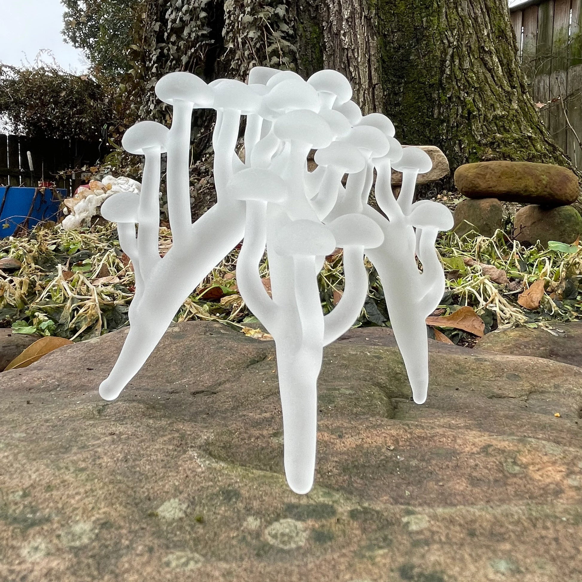 Artisan glass Glass mushroom sculpture - detailed craftsmanship