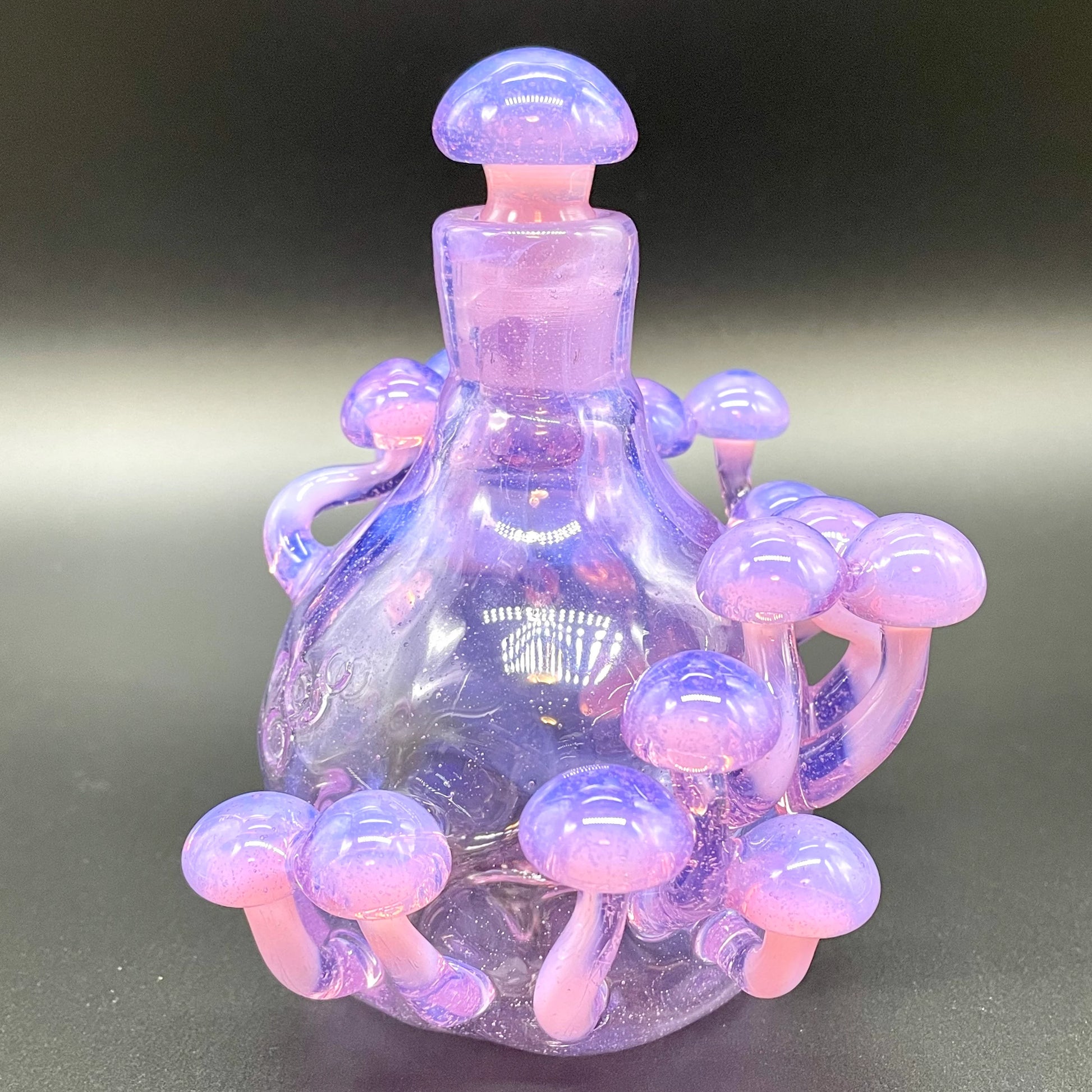 Pink slime mushroom decanter glass art - premium handcrafted piece