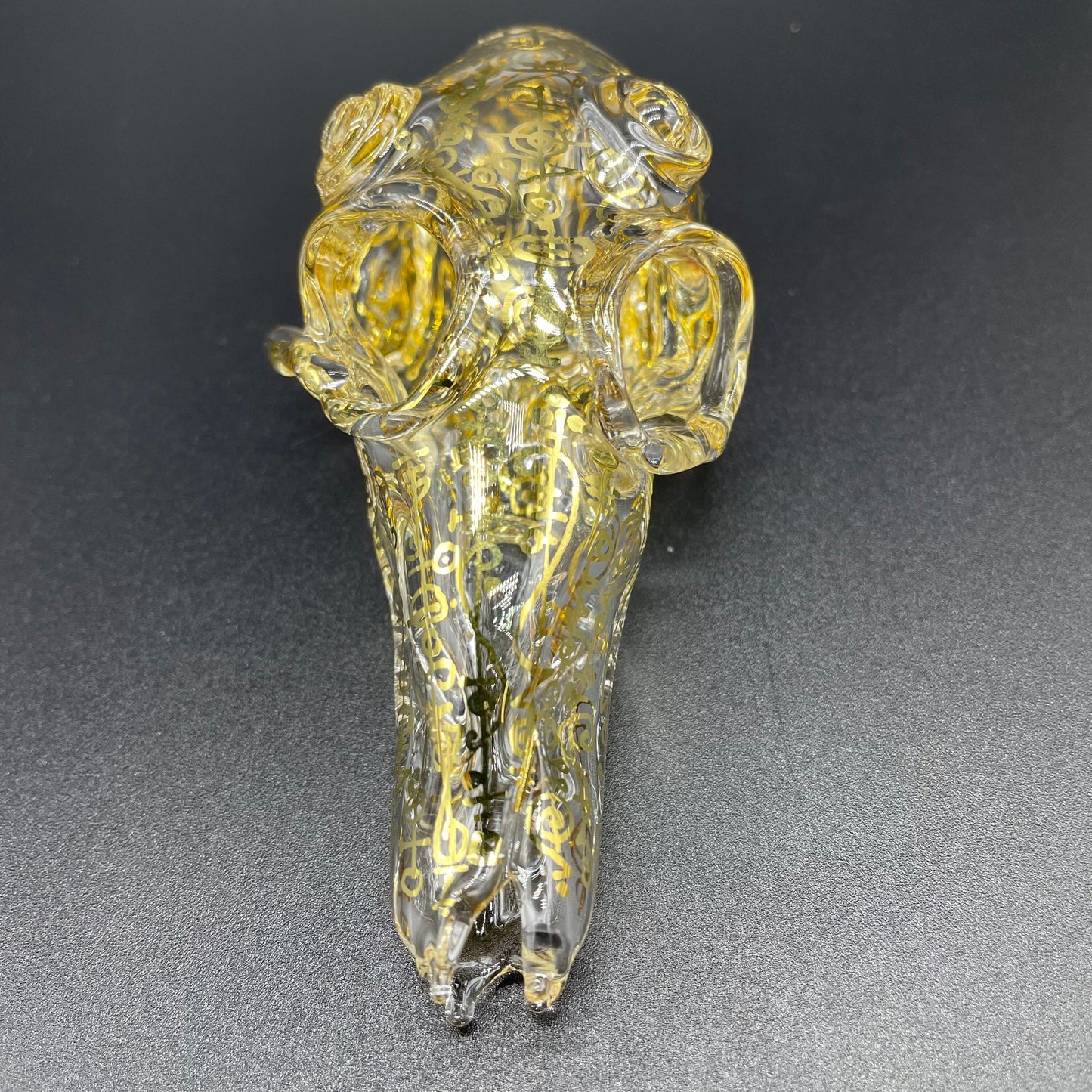 Mystical Gold rune skull by Leviathan Glass - artisan detail