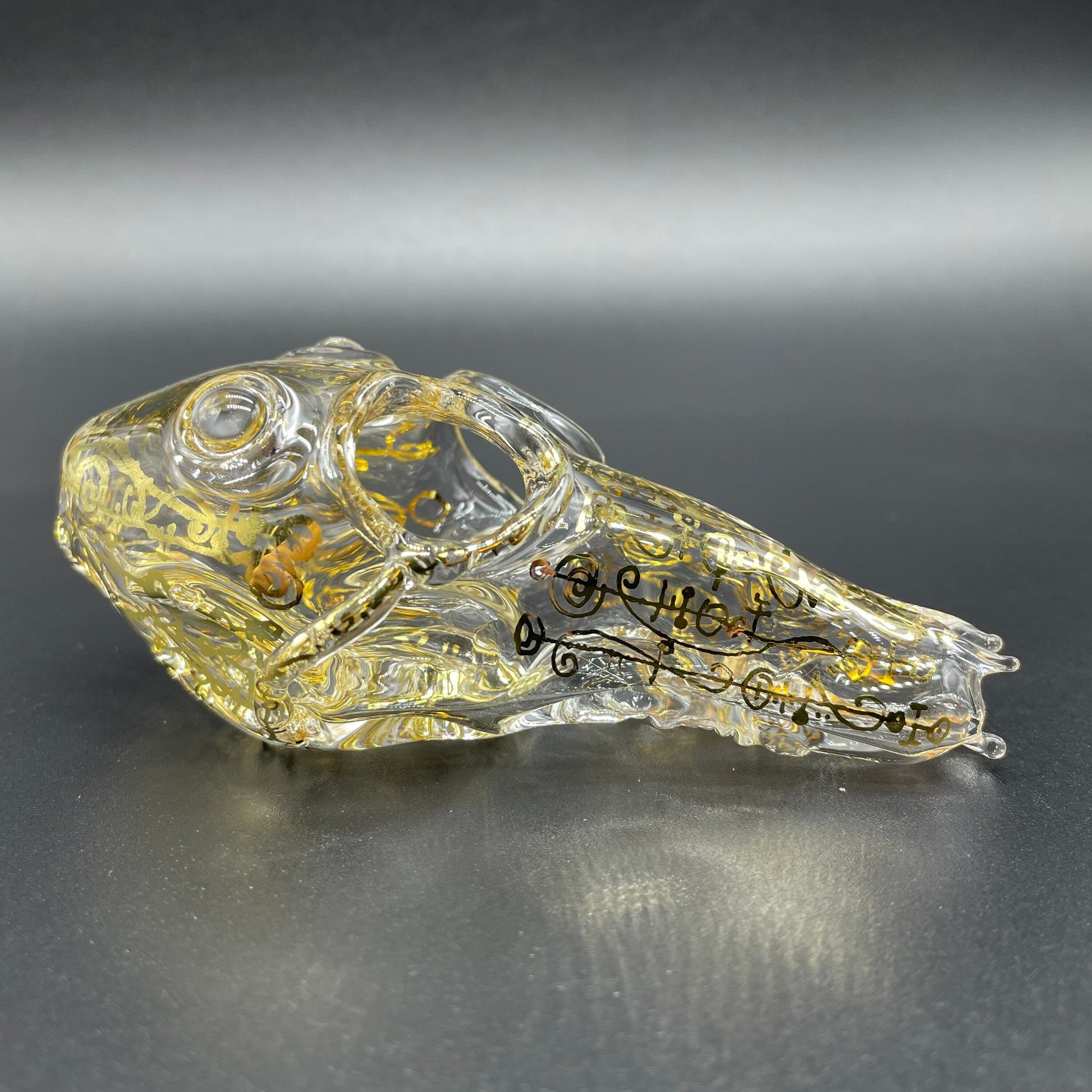 Mystical Gold rune skull craftsmanship - artisan glass work