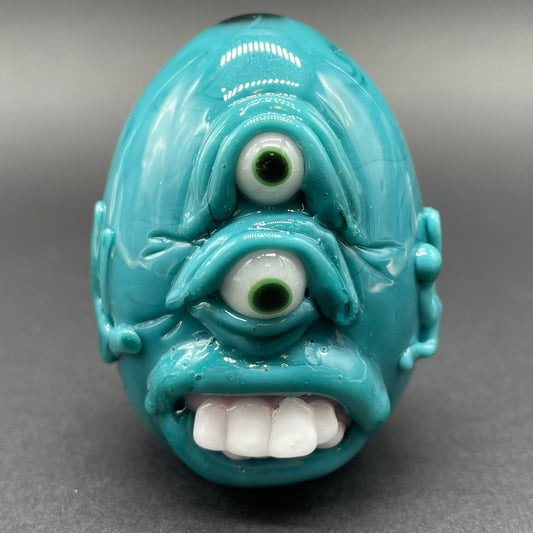 Monster egg sculpture detail view - premium glass art