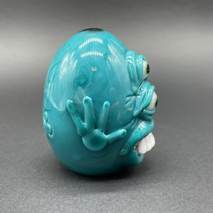 Close-up of Monster egg sculpture - handcrafted glass