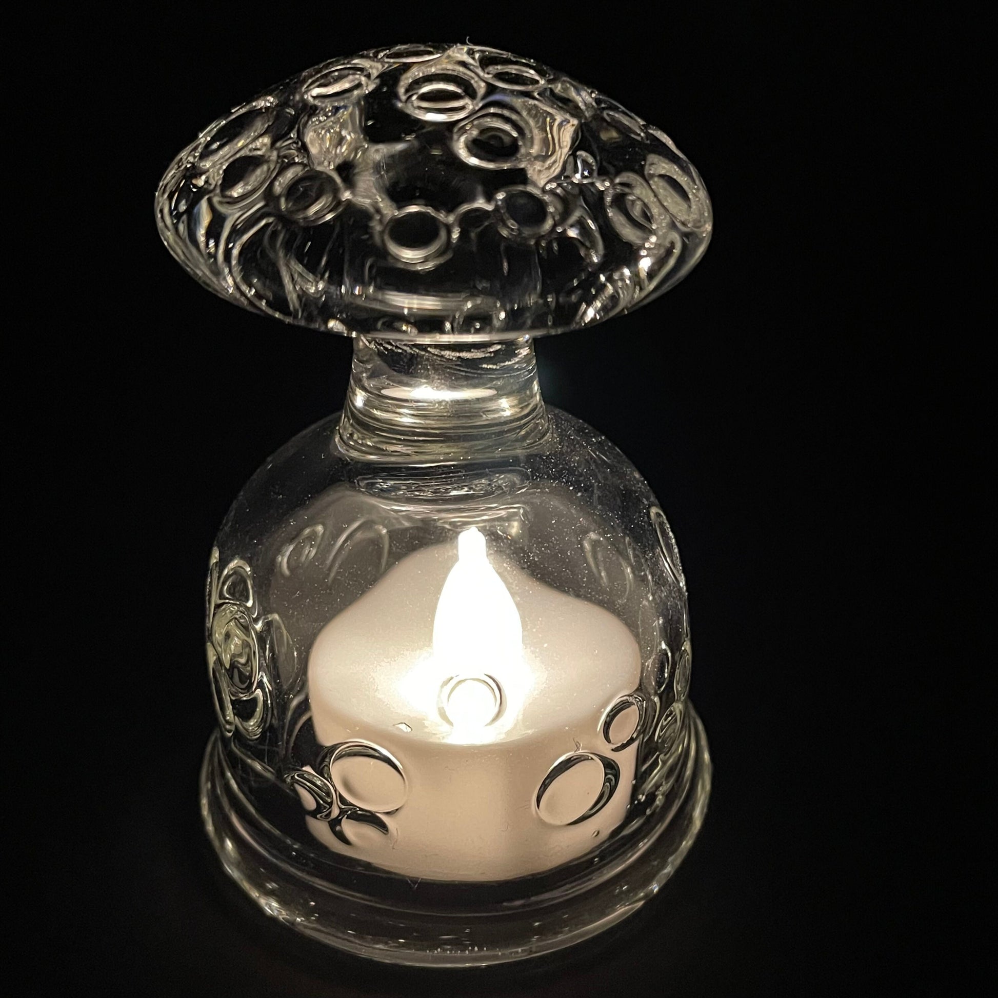 Hand-blown glass Votive mushroom light by Leviathan Glass