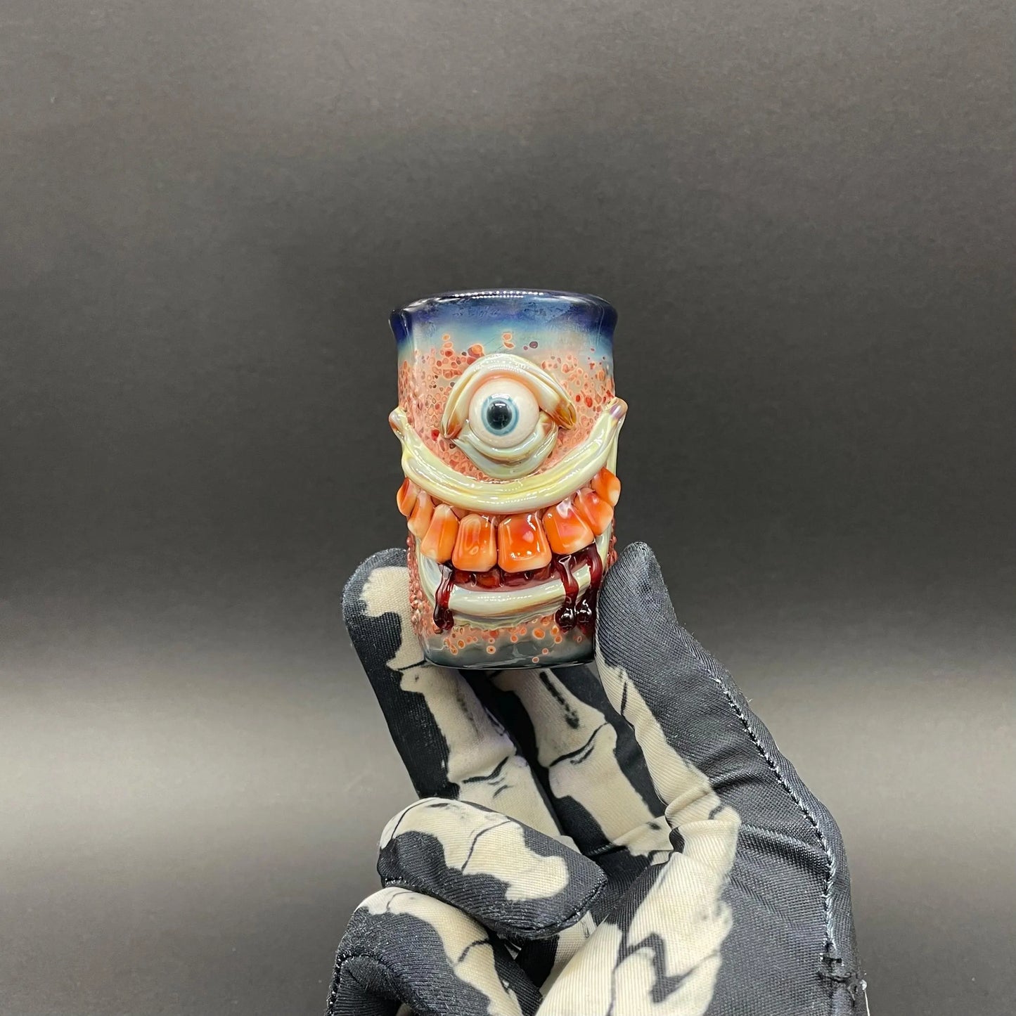 Beware I Bite Shot Glass by Leviathan Glass - artisan detail