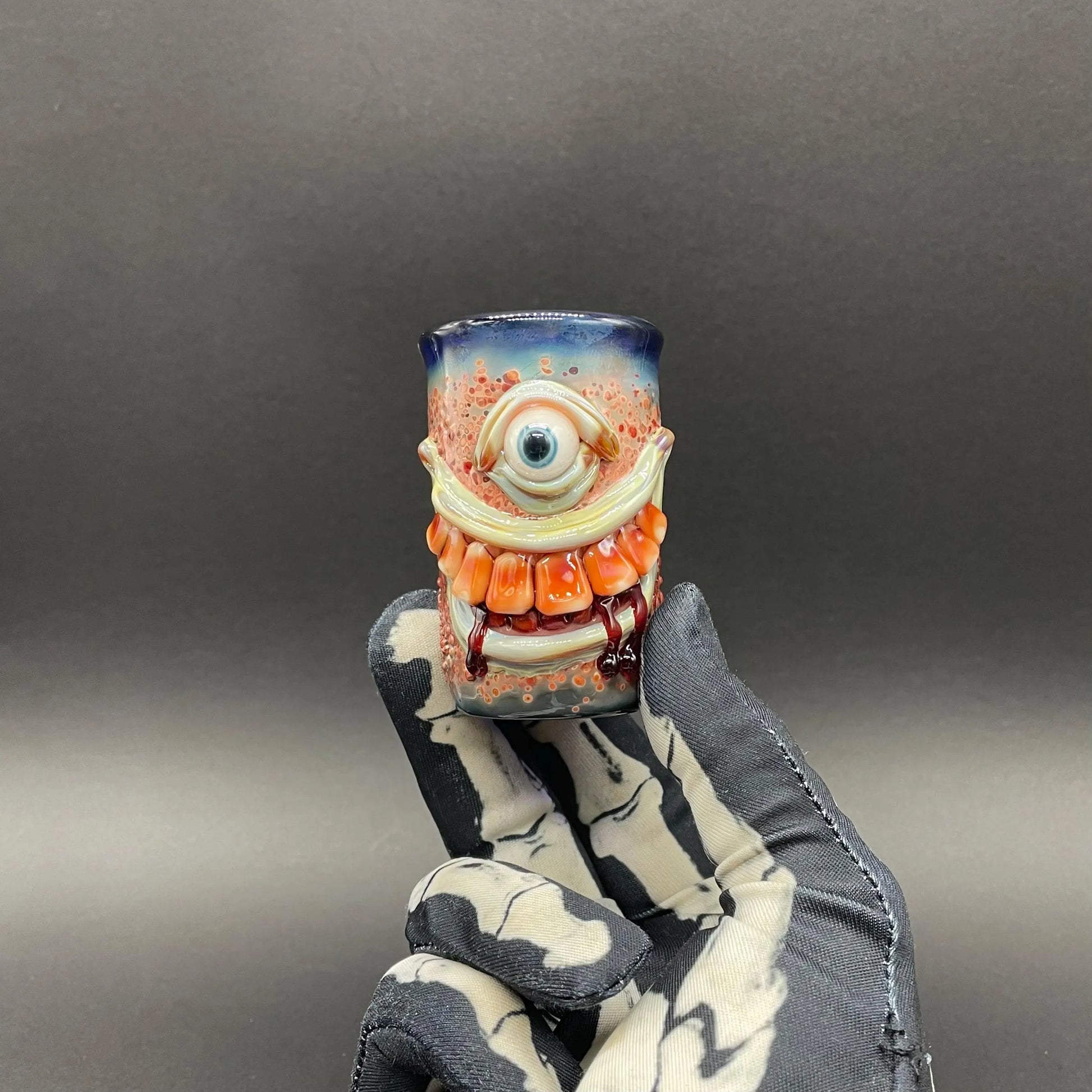 Beware I Bite Shot Glass by Leviathan Glass - artisan detail