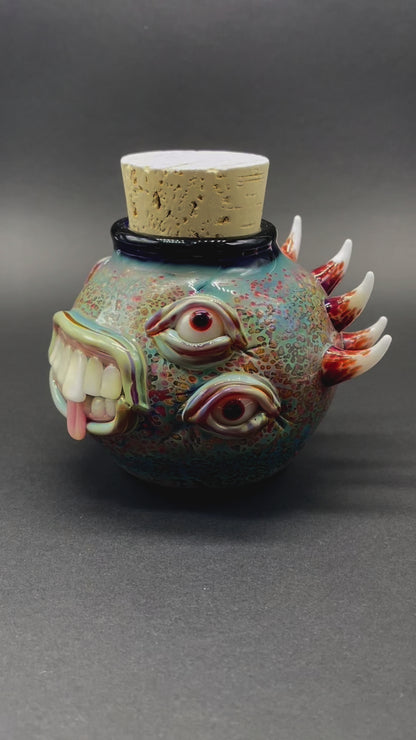 Large bizarre glass cork jar