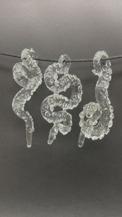 3 clear tentacle ornaments