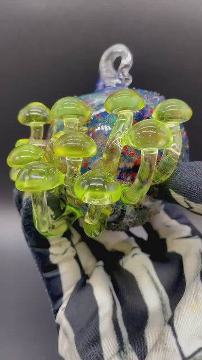 Green mushroom cluster ornament