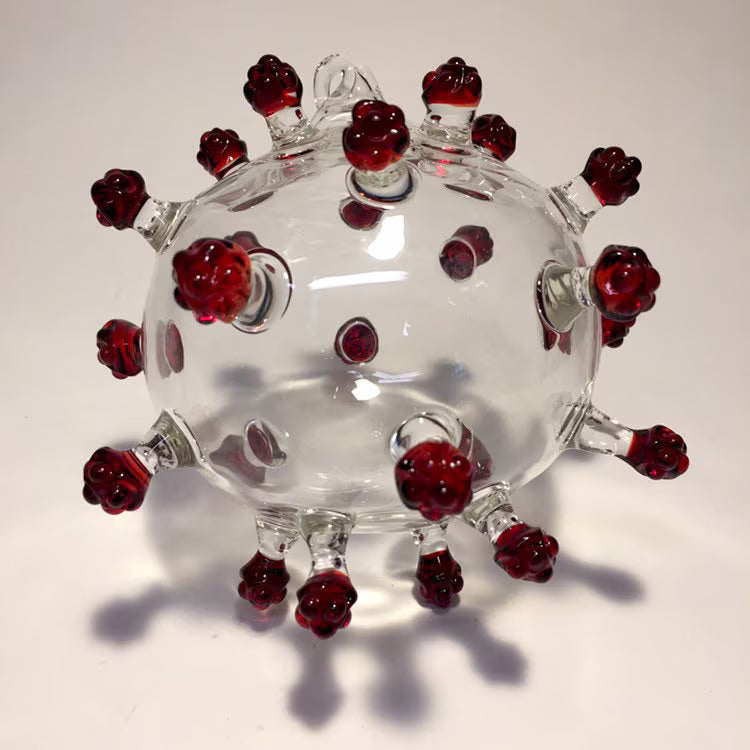 Hand-blown glass Corona Virus Sculpture by Leviathan Glass