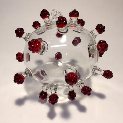 Hand-blown glass Corona Virus Sculpture by Leviathan Glass