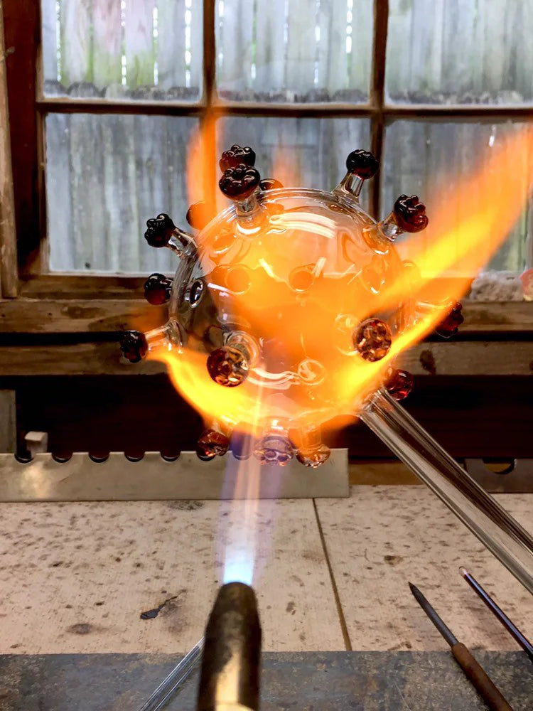 Artisan glass Corona Virus Sculpture - detailed craftsmanship